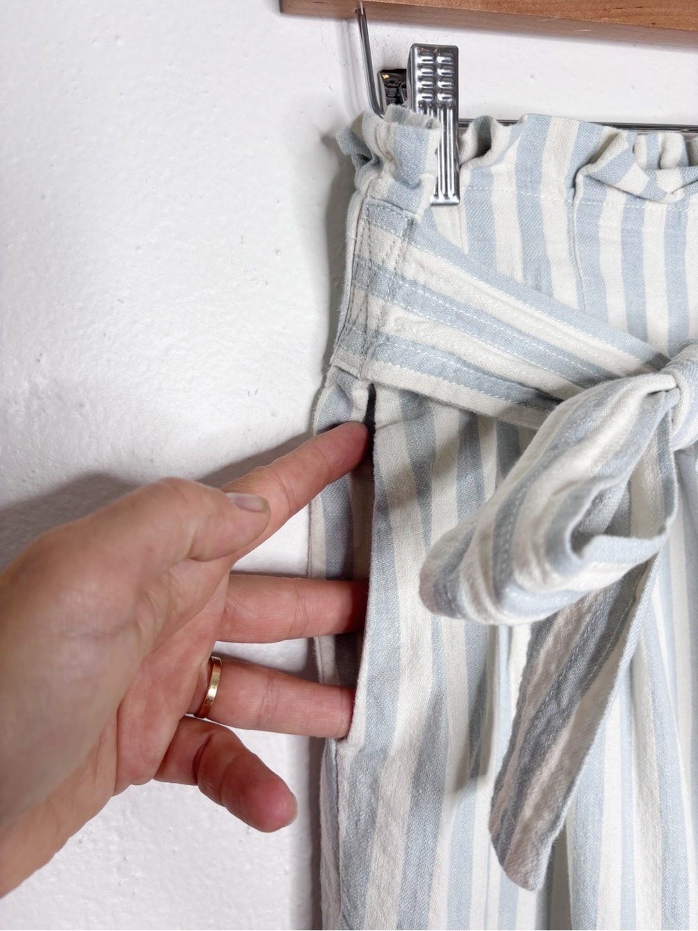 Madewell Huston Tie Waist Striped Linen Blend Wide Leg Cropped Pants Size S - Picture 5 of 9